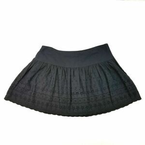 H&M Skirt Womens 10 Black Short Mini Pleated Yoke‎ Waist Bottoms BOHO Crochet